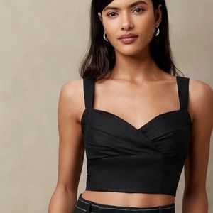 Banana Republic Cropped Linen-Blend Crossover Tank